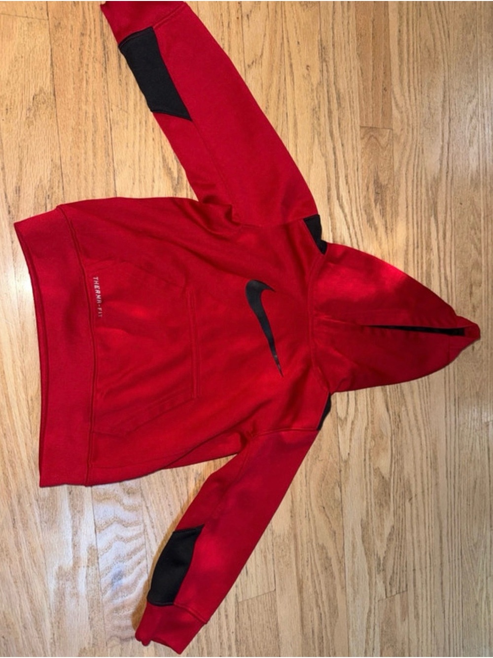 Nike Red Hooded Therma-FIT Pullover with Black Accents